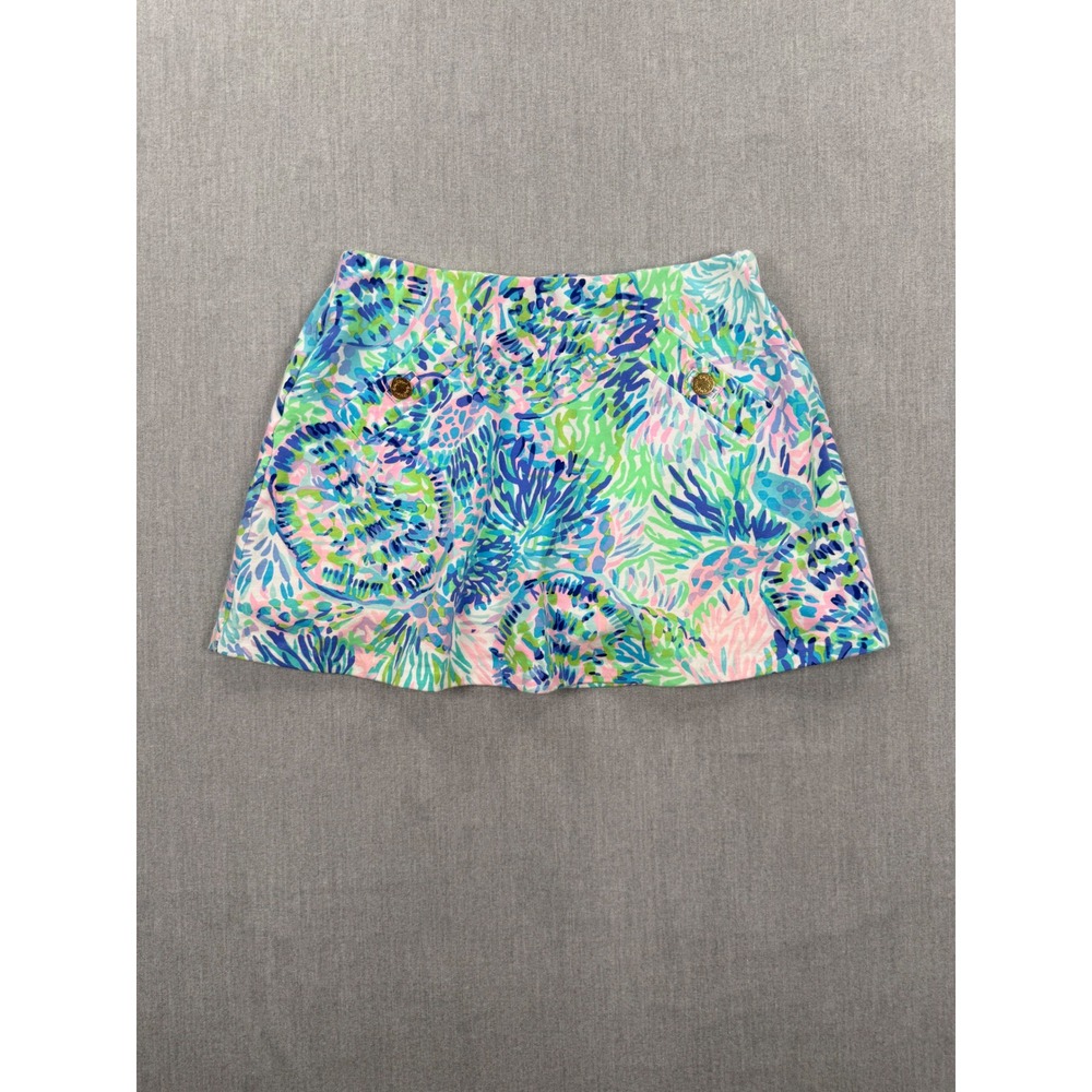 Lilly Pulitzer A Shell Of A‎ Party Skort XS Multicolor Coastal Print Gold Button